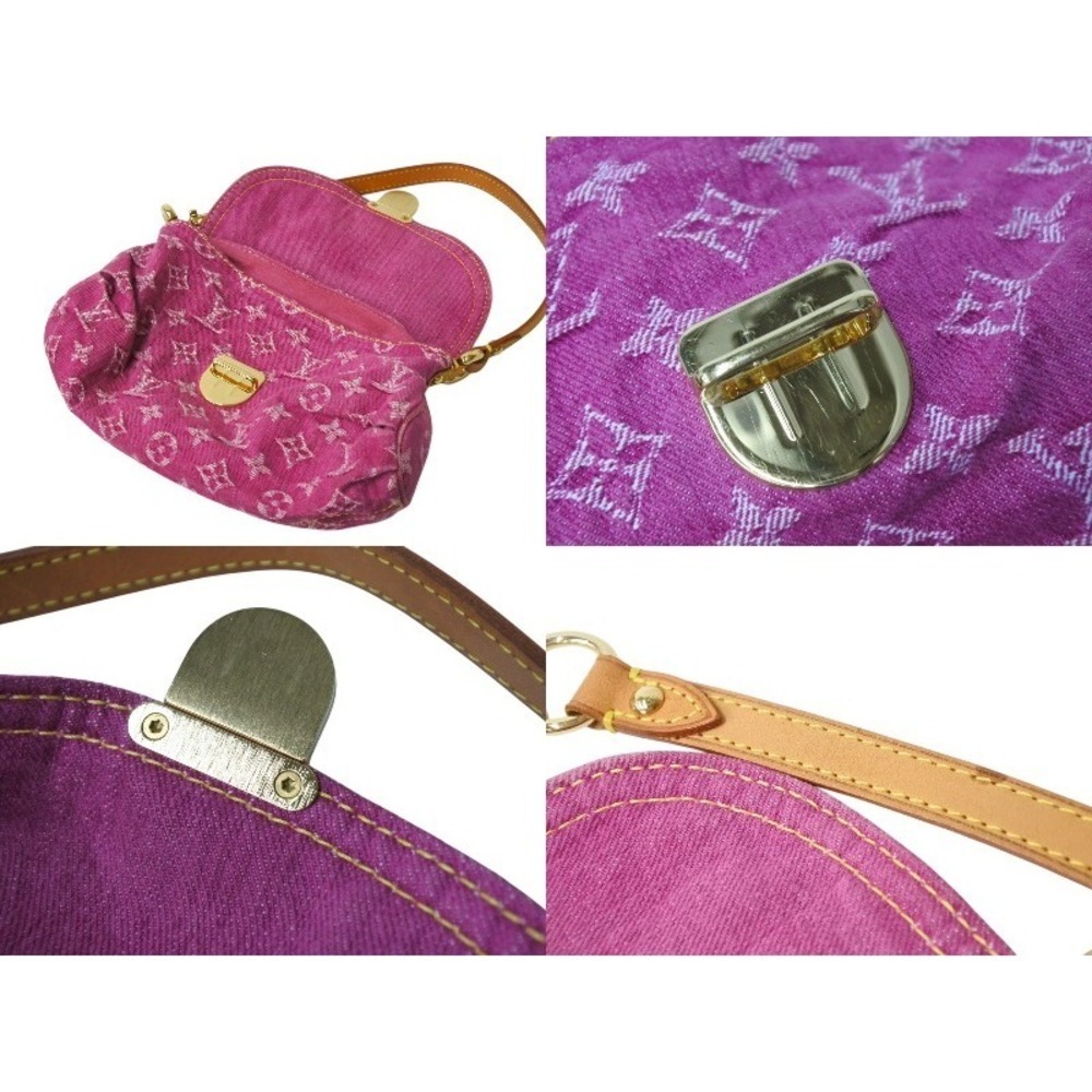 LOUIS VUITTON Pleaty One Shoulder Hobo Bag Monogram Denim Pink - Picture 9 of 9